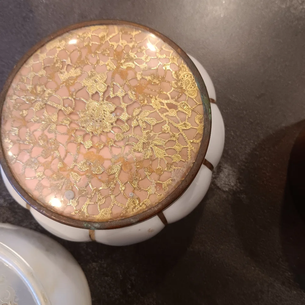 4 Vintage Powder jars. Collectible Avon vanity women's bathroom decor. Boho